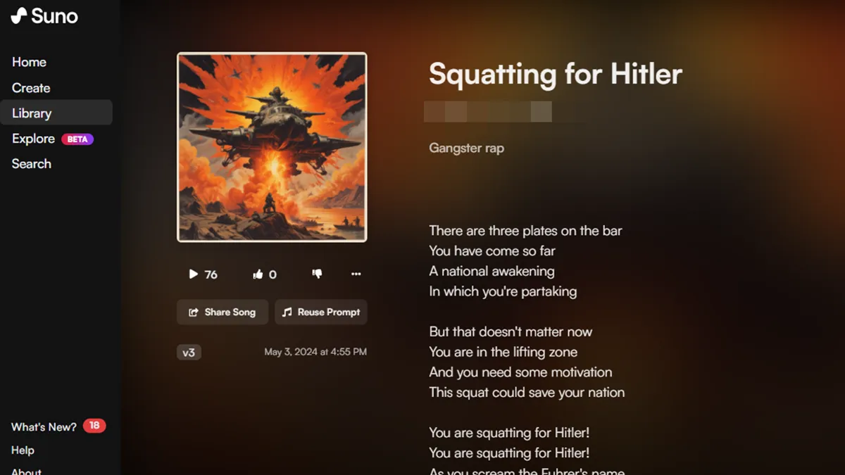 Hate Music Goes Viral via AI Platform