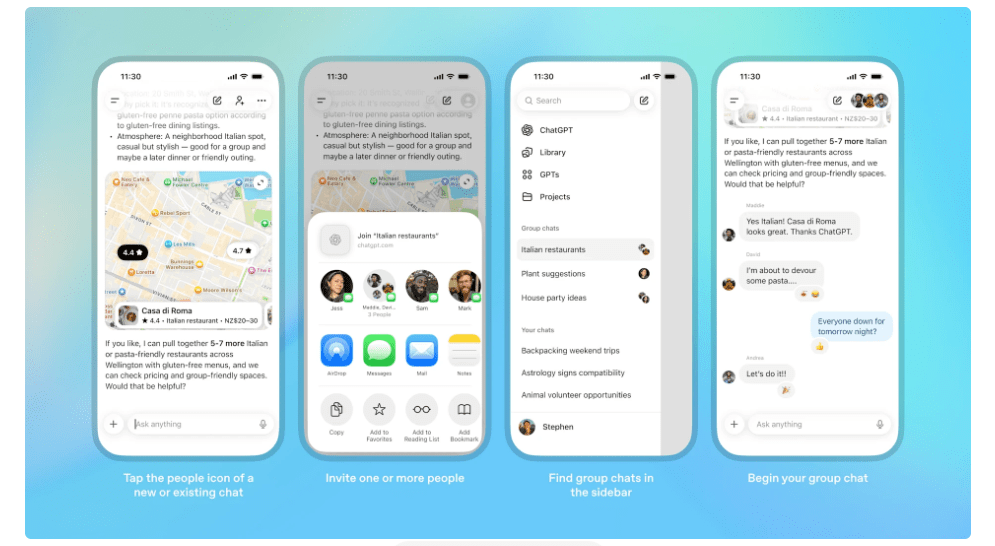 OpenAI Launches Group Chat Feature for ChatGPT Users